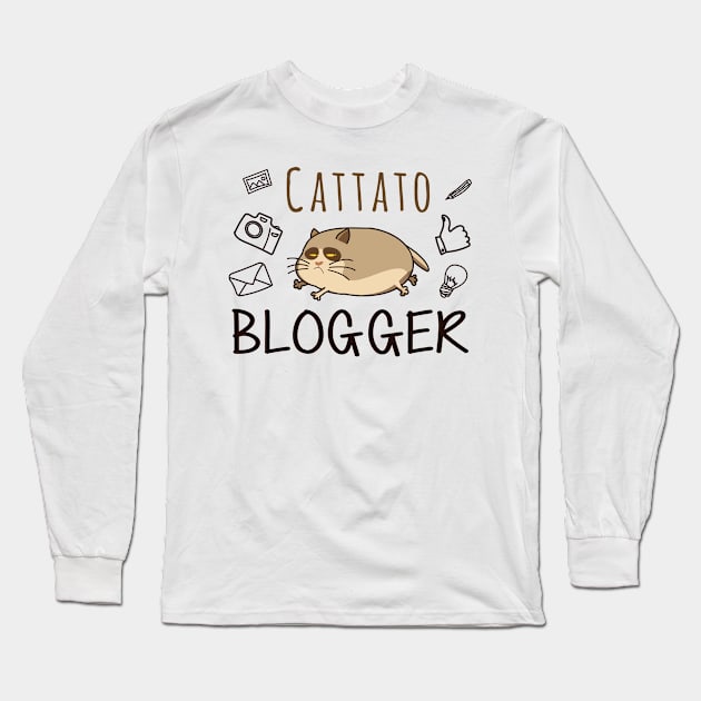 Cat and Blogger - Cattato Blogger Long Sleeve T-Shirt by KC Happy Shop